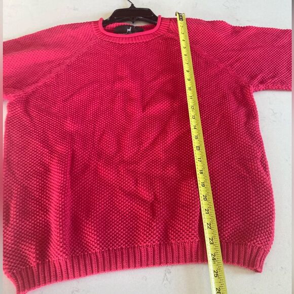 Peruvian Connection 100% Pima Cotton Thick Knit Long Sleeve Crew Pink Sweater S - Picture 4 of 6